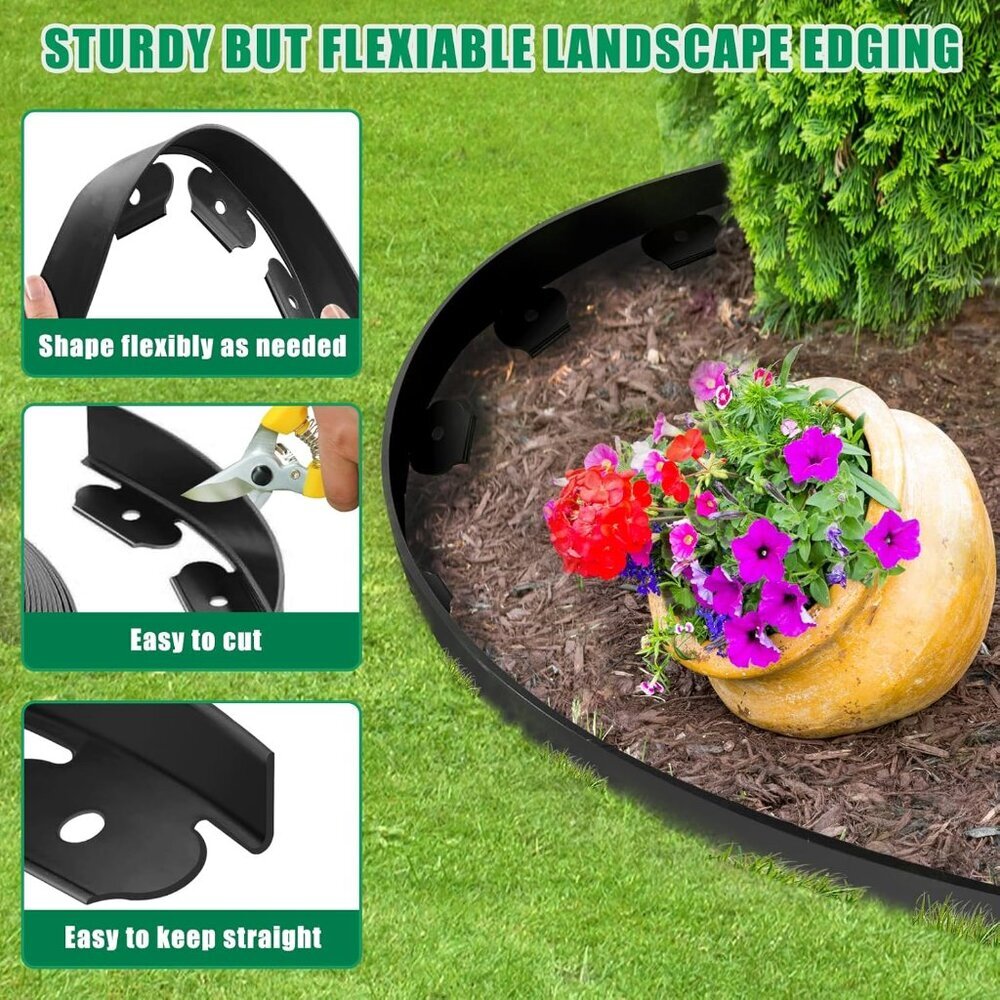 Landscape Edging - Garden Edging Border 100FT 2IN Tall with 150 Stakes